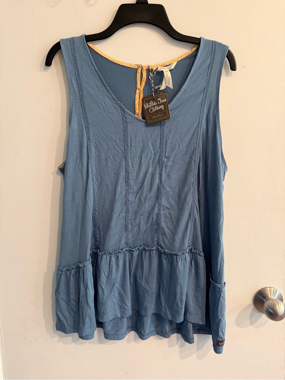 Matilda Jane Dusty Blue Ruffle-Hem Sleeveless Tank